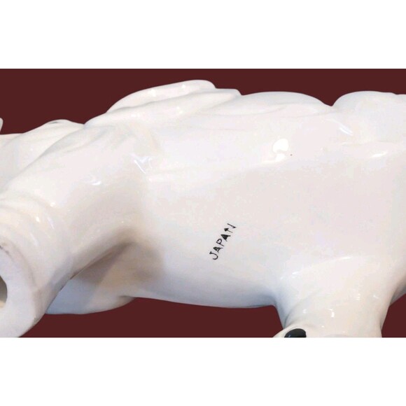 VTG Large Ceramic White Elephant Figurine Trunk Up Good Luck Hand Painted Japan - Picture 7 of 7